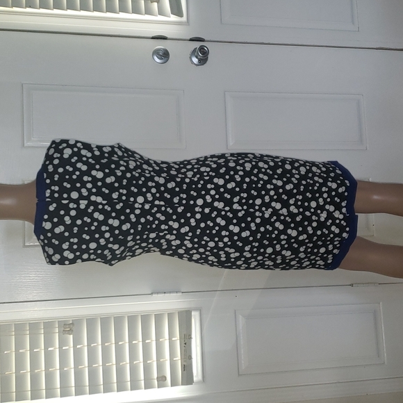 Les Amis euro40 unique pencil dress adorned black shimmery roses polka dots tie - Picture 5 of 7